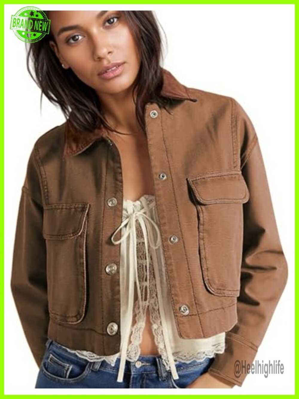 Cropped Barn Jacket Women Casual Cotton Canvas Utility Coat